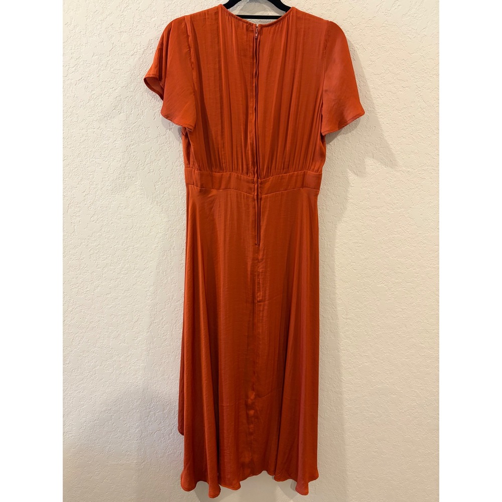 Trixxi Womens Rust Orange Tie Front High Low Midi Dress Short Sleeve Size L - Picture 4 of 8
